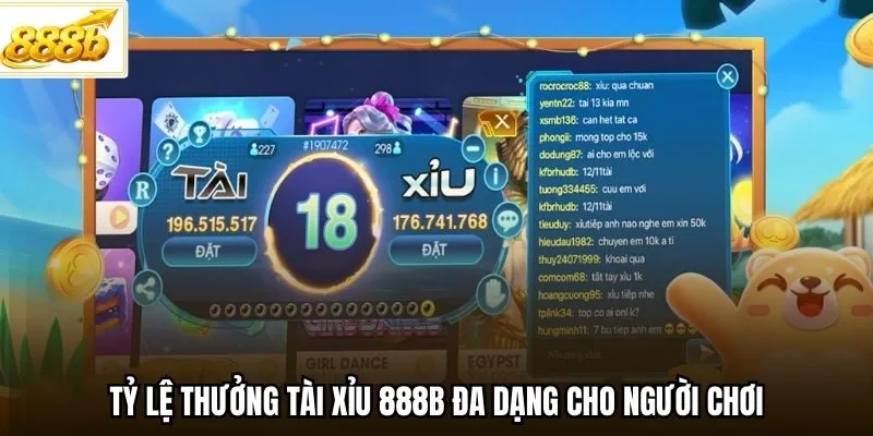 Tỷ lệ thưởng Tài Xỉu 888B đa dạng cho người chơi